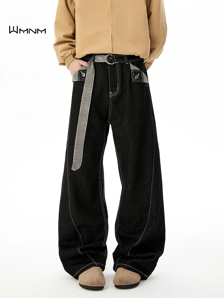

Retro Waed Denim Men's Straight Leg Jeans Knife Distred Casual Trousers Classic Blue Vintage Sle Autumn Wear