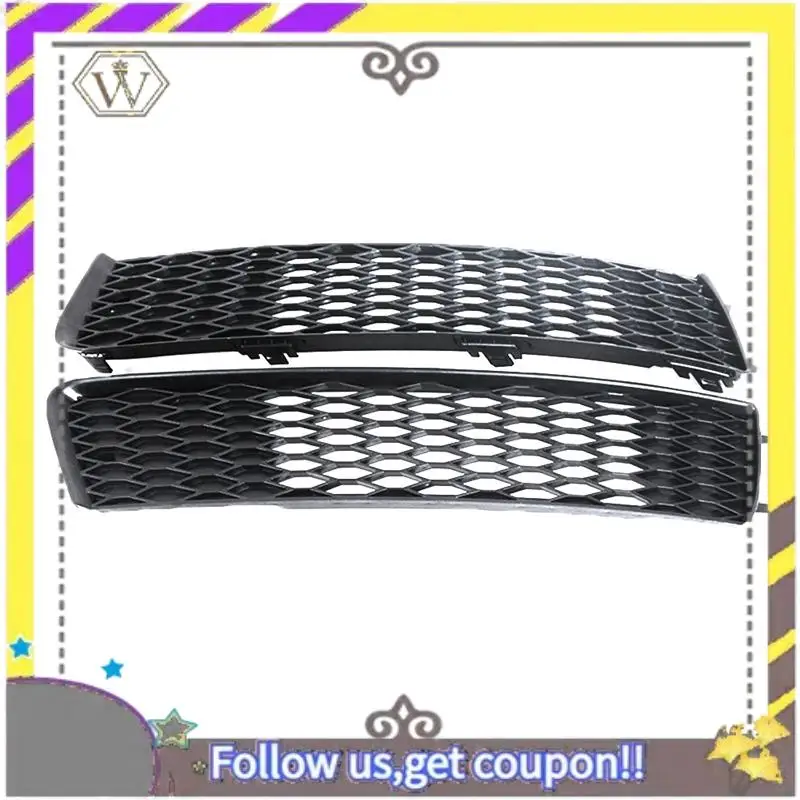 

ABXV-2Pcs Front Bumper Grill Mesh Cover Fog Light Cover For Q7 S LINE 2009-2015 4L0807697B