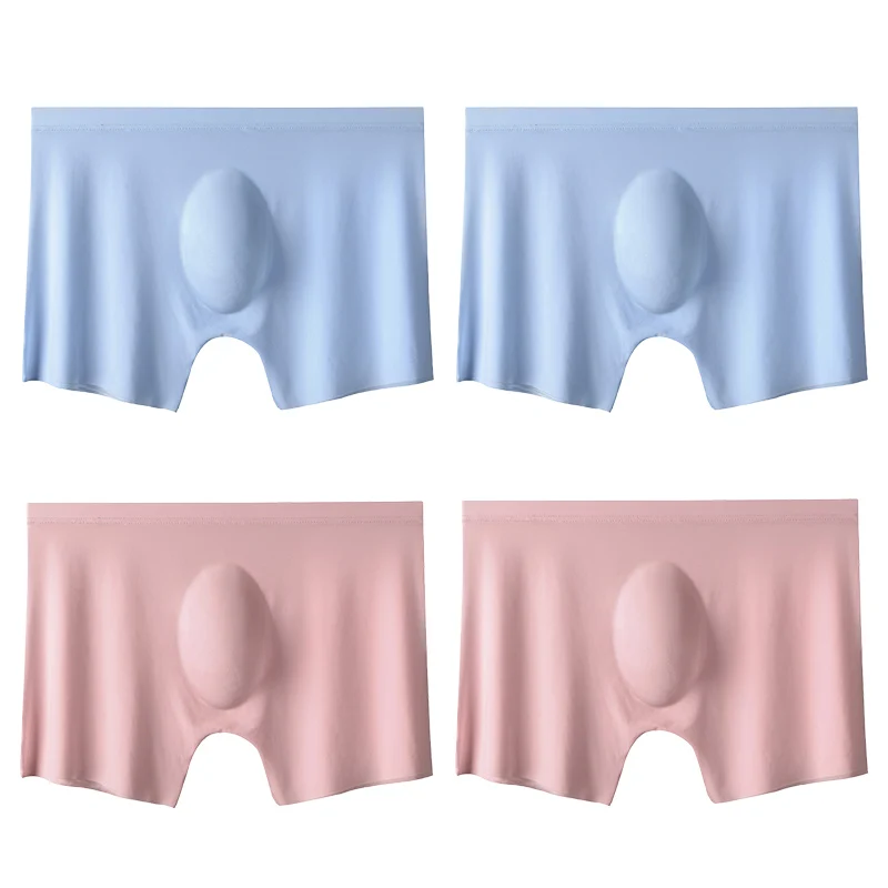 4PCS männer Eis Seide Ultra-dünne Nahtlose Shorts Sexy Dessous Solide Atmungsaktive Boxer Briefs Männer Unterhosen