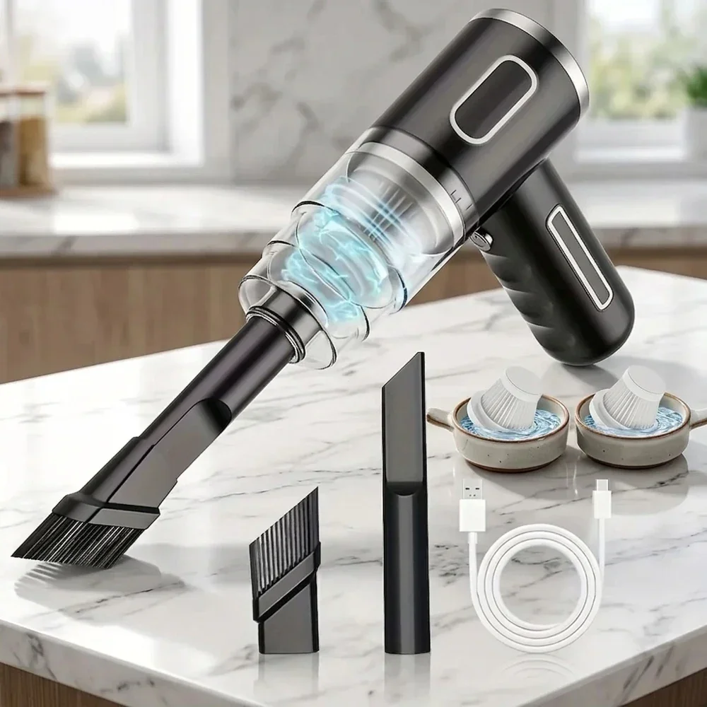 

Portable Wireless USB Mini Vacuum Cleaner Powerful Suction Rechargeable with Multiple Attachments for Car Home Office Deep Clean