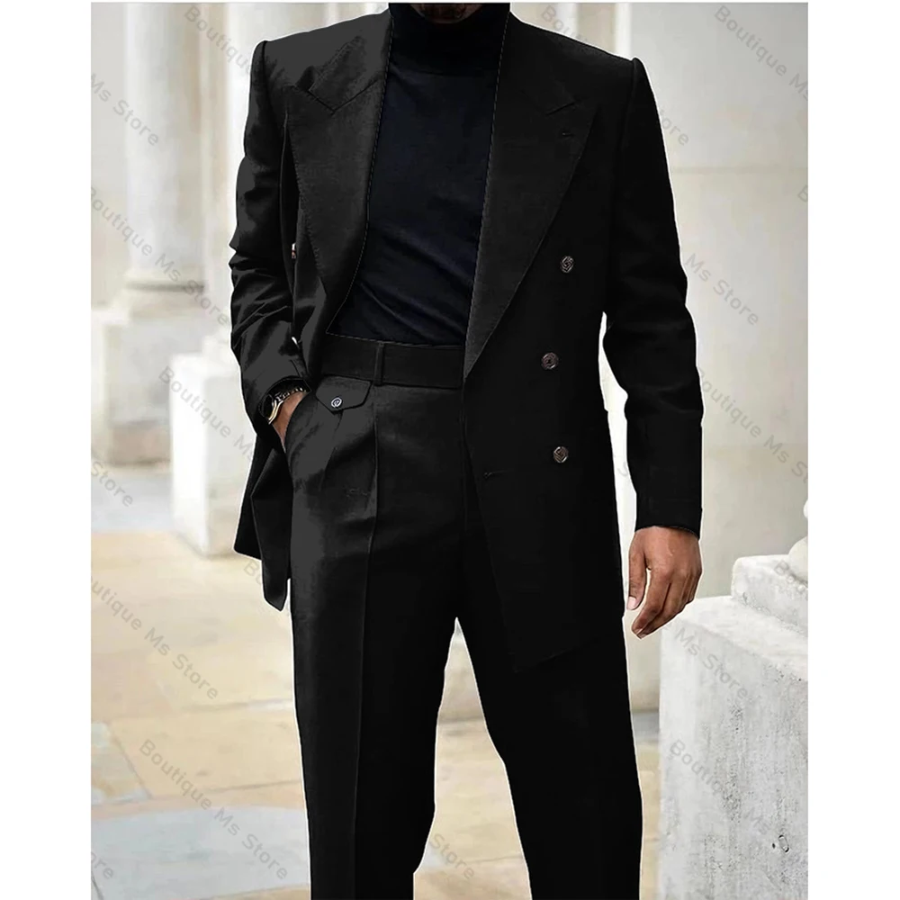 女性と男性のためのエレガントなウェディングスーツ,黒のダブルブレストスーツ,ストライプの細いスーツ,ジャケットとパンツ,2ピース