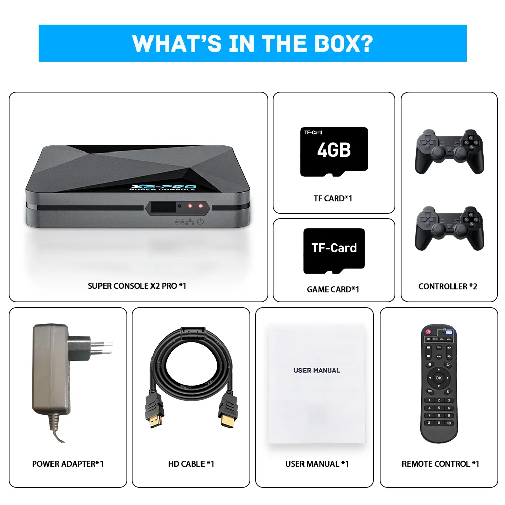Tolex  X2 PRO  60+Simulators 50000+Games Installed Super Console Retro Home Video Game Console Three System Wireless-Top Box