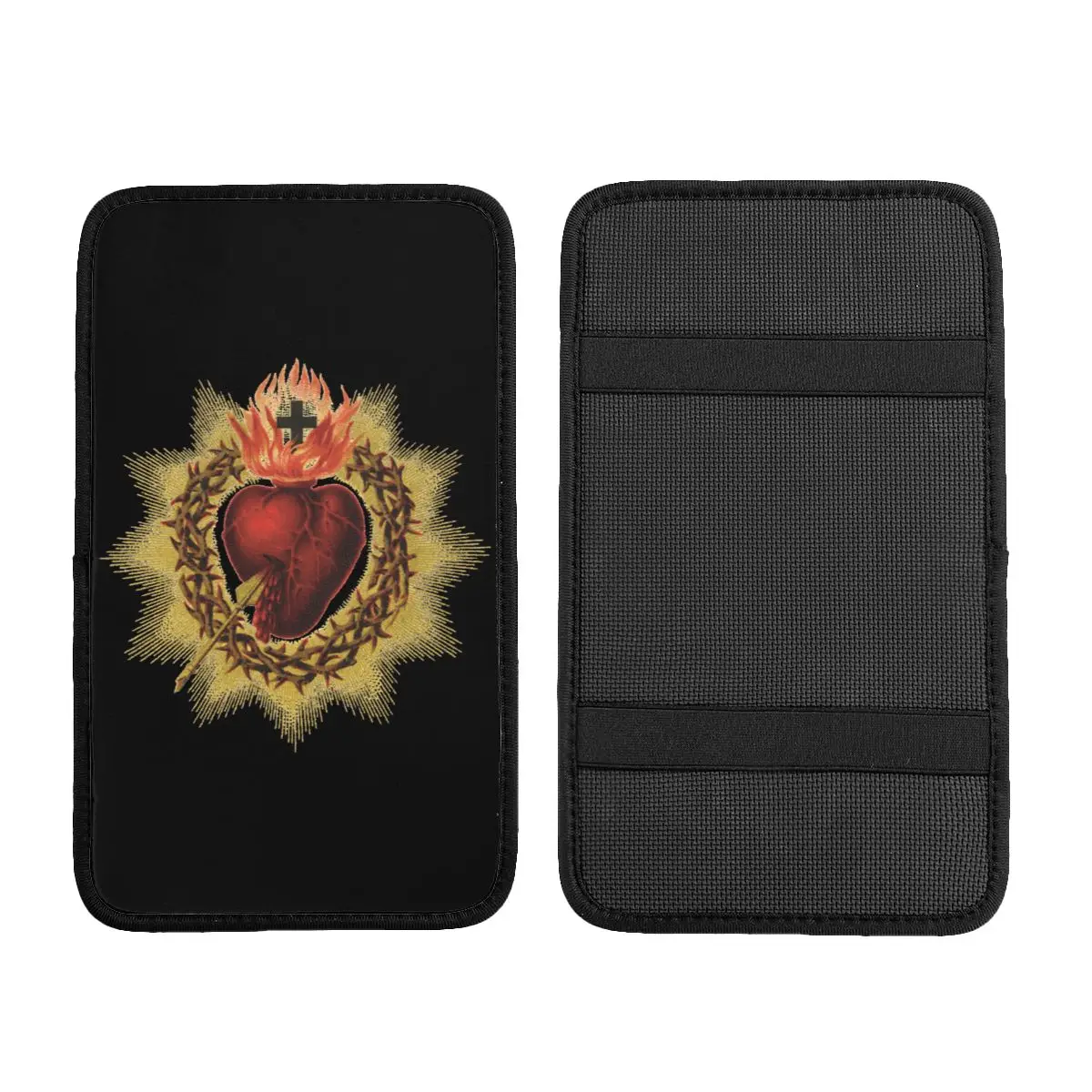 Sacred Heart Of Jesus Car Armrest Box Pad Anti-Slip Catholic Christian Faith Car Interior Accessories Cushion Pad Storage Mat