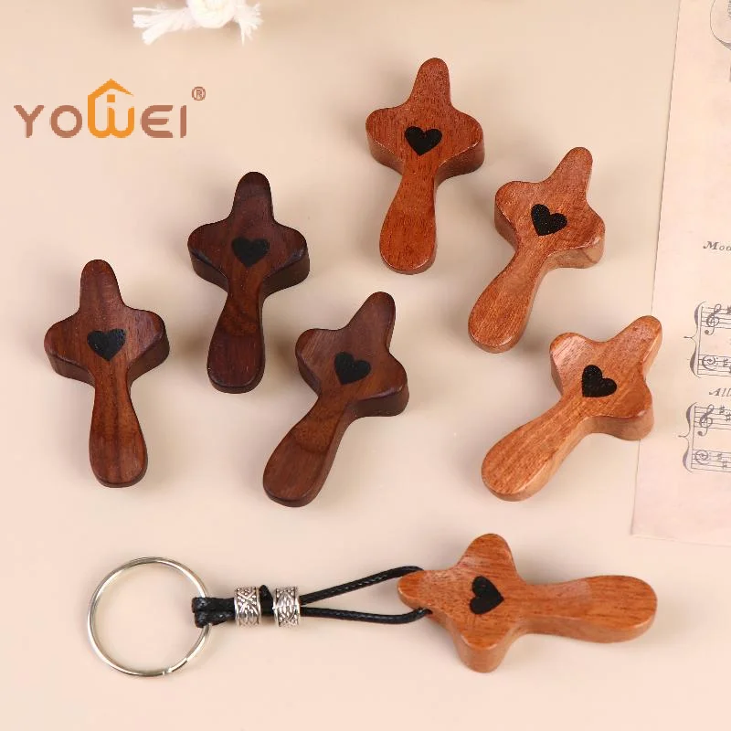 Latest 1/3Pcs Wooden Crosses Toys Mini Pocket Crosses Keychain Palm Crucifix Finger Toy For Adults Kids Prayer And Faith Gifts