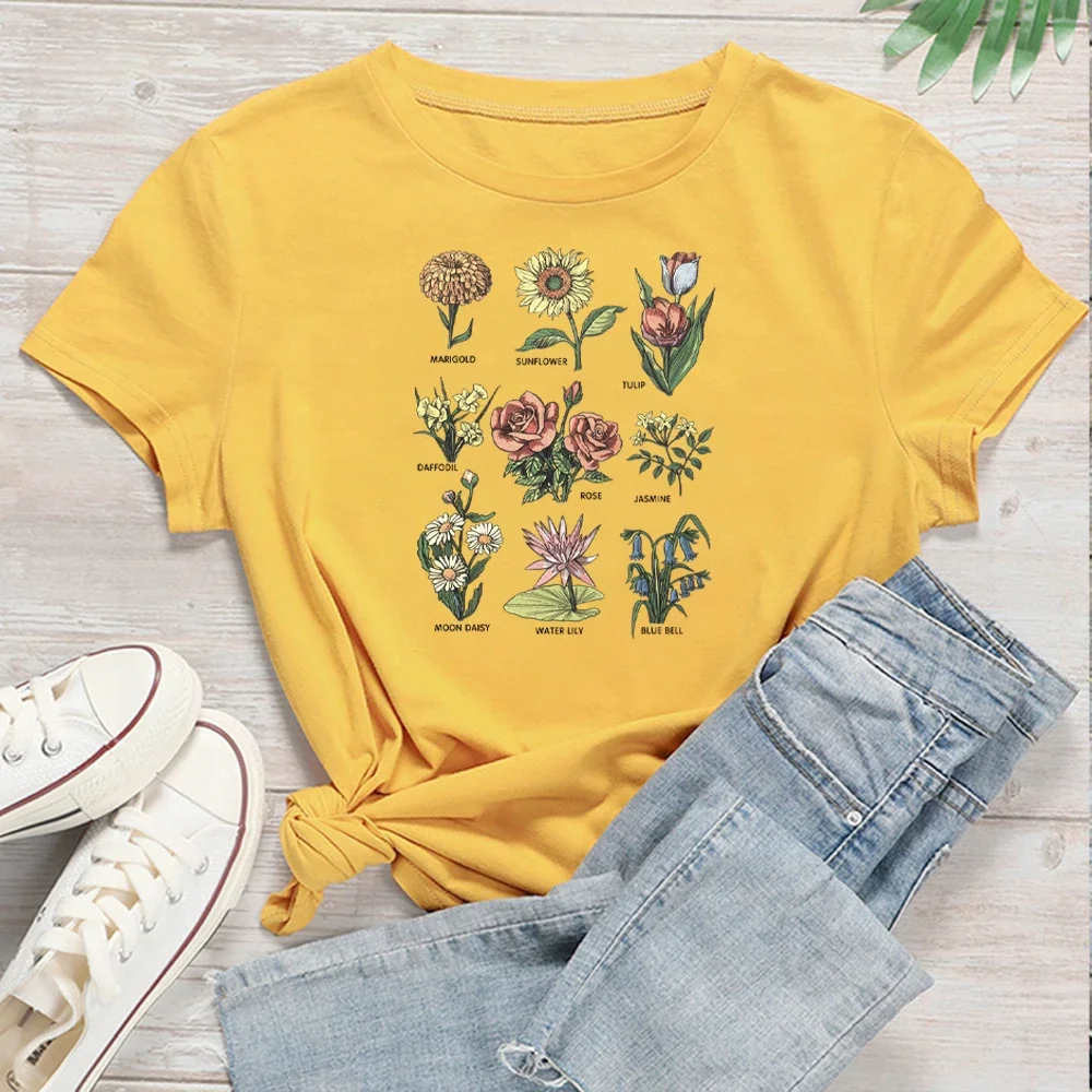 Graphic T Shirt Plant These T-shirt Floral Women Grunge Clothing Van Gogh Oil Printing  Tops Tumblr Tees  Funny T-shirt