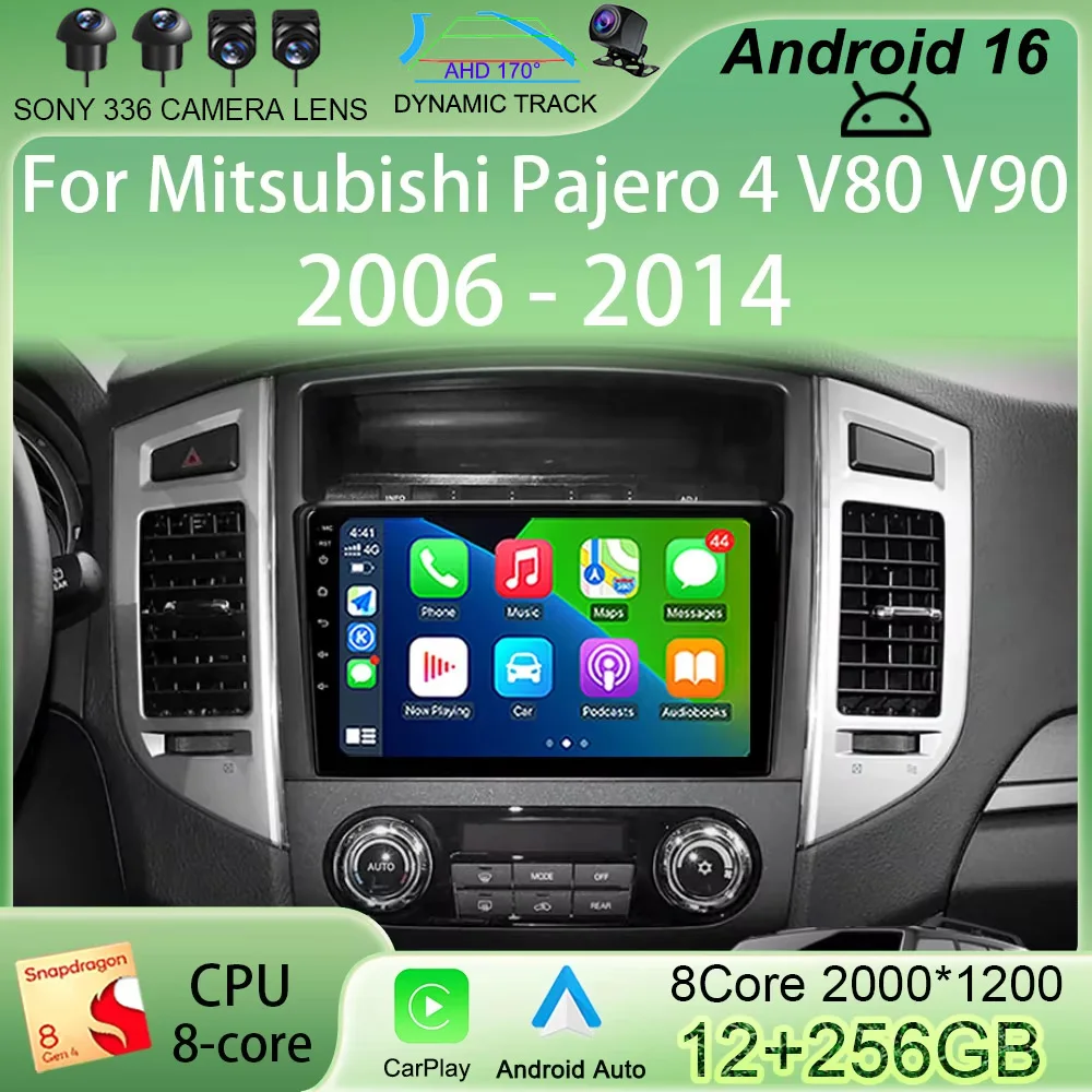 

Автомагнитола Android 16 для Mitsubishi Pajero 4 V80 V90 2006-2014, мультимедийный видеоплеер, навигация GPS, без DVD, 2DIN
