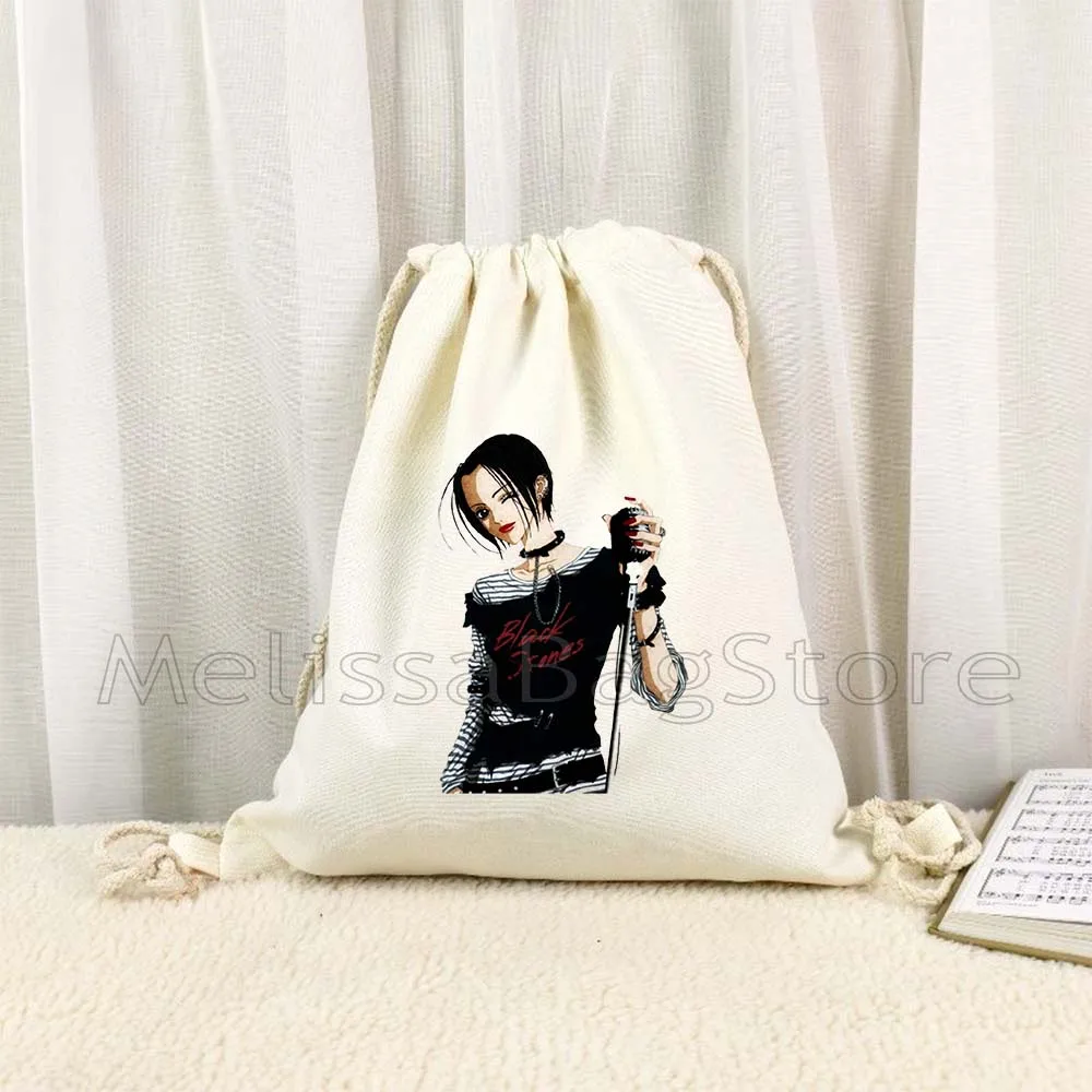 NANA Anime Manga Nana Osaki And Ren Honjo Lotus Flower Tattoo Cute Canvas Drawstring Bag Soccer Backpack Gym Sackpack String Bag