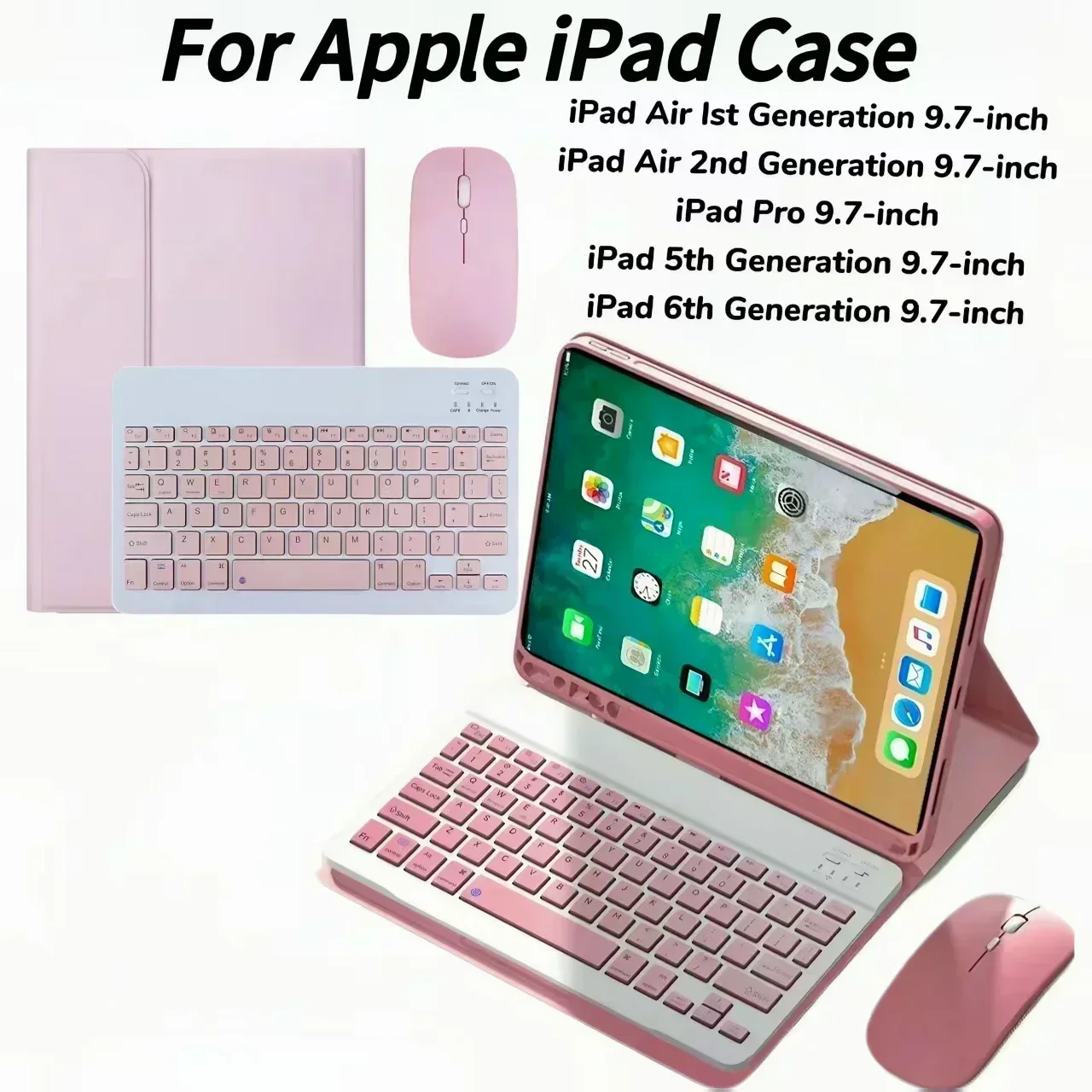 

Чехол для iPad Air 1st 2013/Air2 nd 2014/iPadPad Pro 2016/iPad 5th 2017/iPad 6th 2018/9,7-дюймовый чехол с Bluetooth-клавиатурой