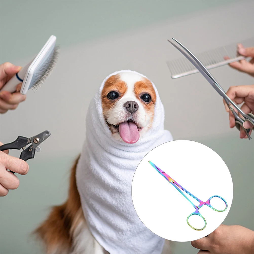 

2pcs Colored Hemostatic Forceps Stainless Steel Pliers Pet Grooming Dog Ear Hair Removal Tweezers Durable Tools
