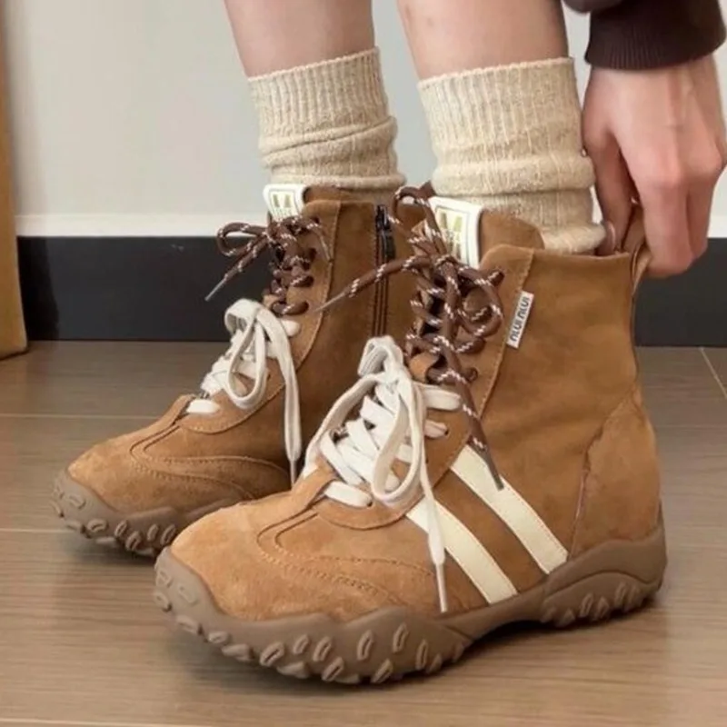 

Suede Sneakers Women Flats Casual Shoes Luxury Brand Ankle Women Boots 2025 New Sport Running Shoes Designer Winter Botas Mujer