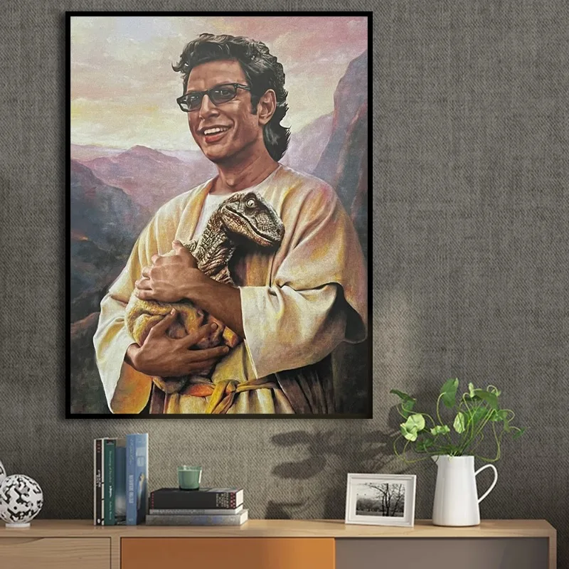 Jurassic Park Dinosaur Art Poster Saint Jeff Goldblum Canvas Painting Modern Wall Picture for Kids Room Home Decoration