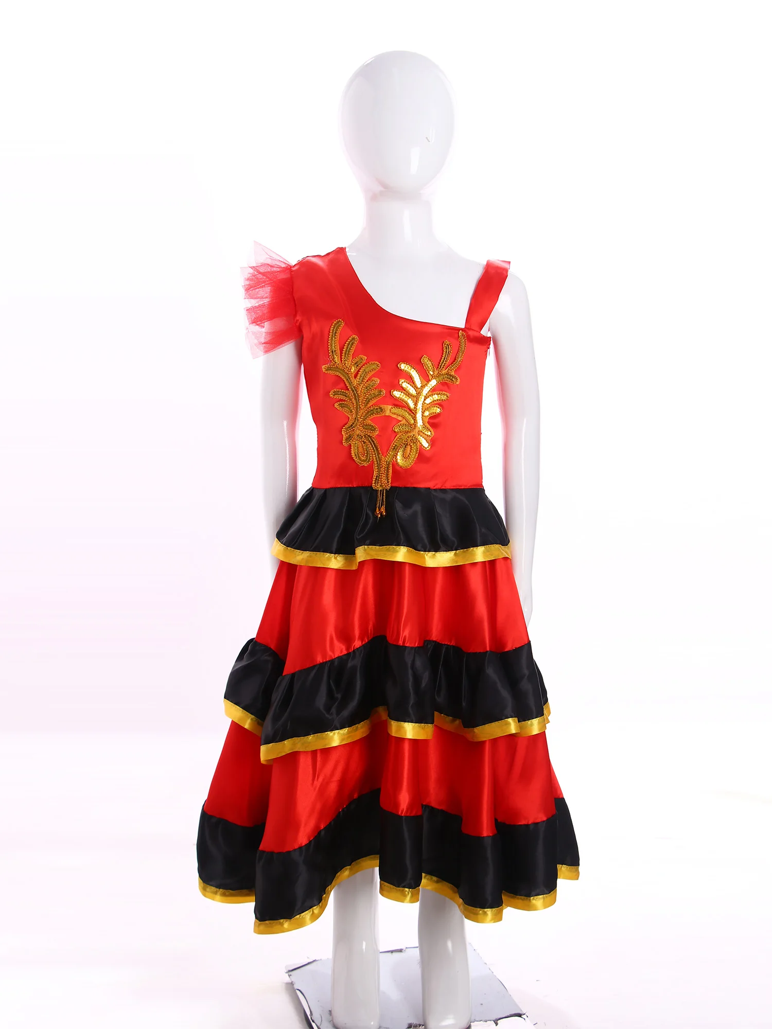 Vestido de danza folclórica mexicana tradicional para niñas, Samba Cha-cha, Flamenco español, Ropa de baile del vientre, disfraz de Cosplay de Carnaval de Halloween