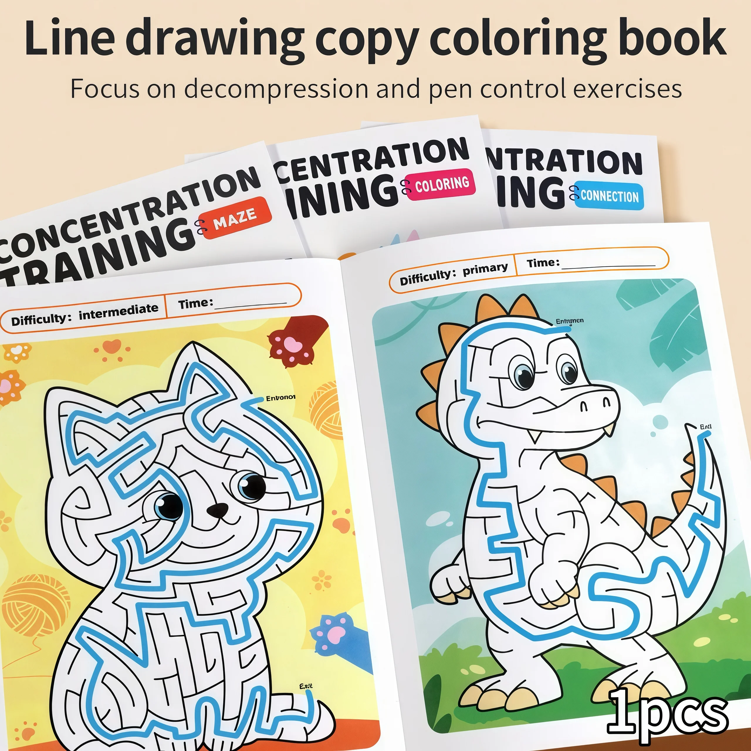 Maze activity book, boosts cognitive development, trains attention, puzzles for focused thinking, colorful pages