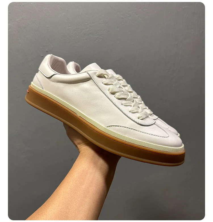 YETTIES Unisex Spring Soft Cowhide Leather Platform Sneakers Breathable Comfort Height-Increasing Durable Non-Slip Casual Shoes