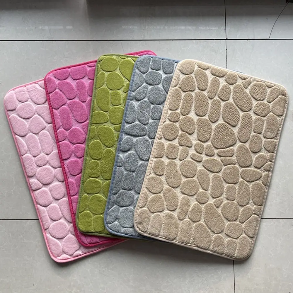 

Durable Cobblestone Bath Mat Thickened Non-slip Bathroom Floor Mat Absorbent Soft Shower Doormat