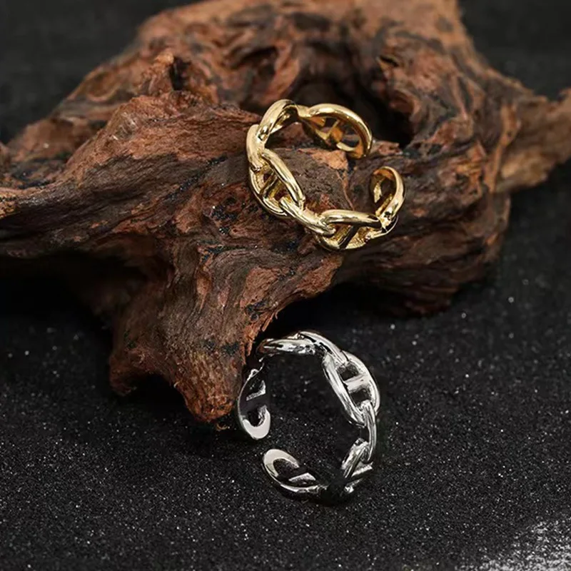 Ins Cool Fashion Niche Minimalist Style Multi-layer Hollow Pig Nose Personalized Design Ring Versatile Sweet Daily Gentle Ring - view 2