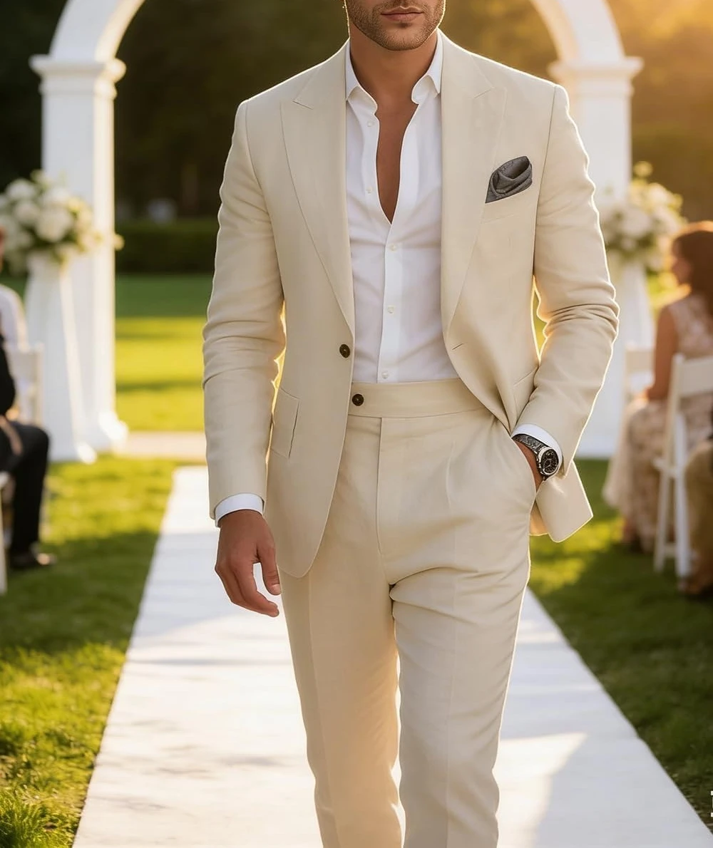 Erkek 2 Parça Keten Takım Elbi - Summer Clothing Men Linen incelemesi ve fiyatı