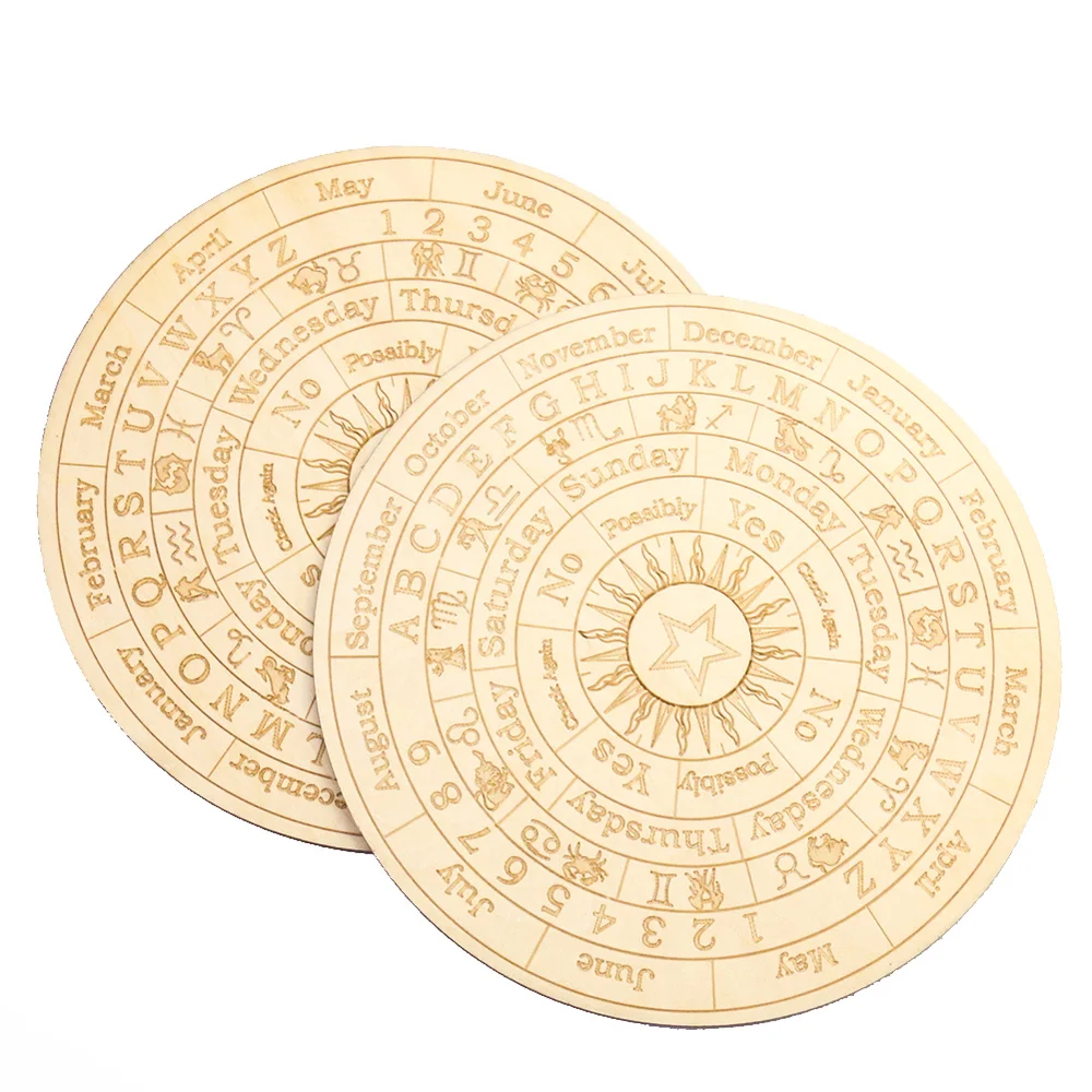 2PCS 12 Constellations Wooden Pendulum Board for Divination Laser Cut Slice Display Base Coaster Metaphysical Altar Sign Decor