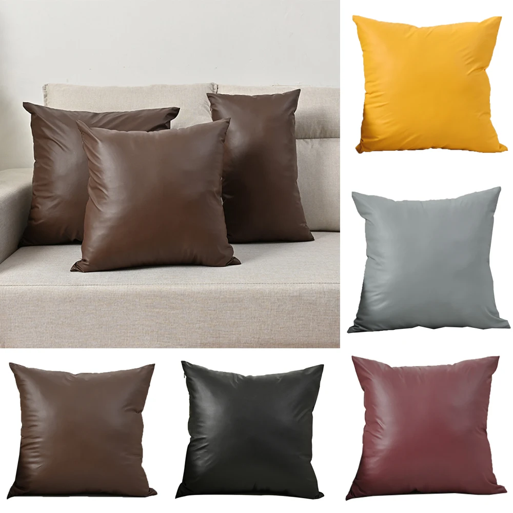 

PU Leather Cushion Cover Zipper Pillows Cover 45*45/30*50/50*50cm For Sofa Living Room Car House Pillow Case Nordic Home Decor