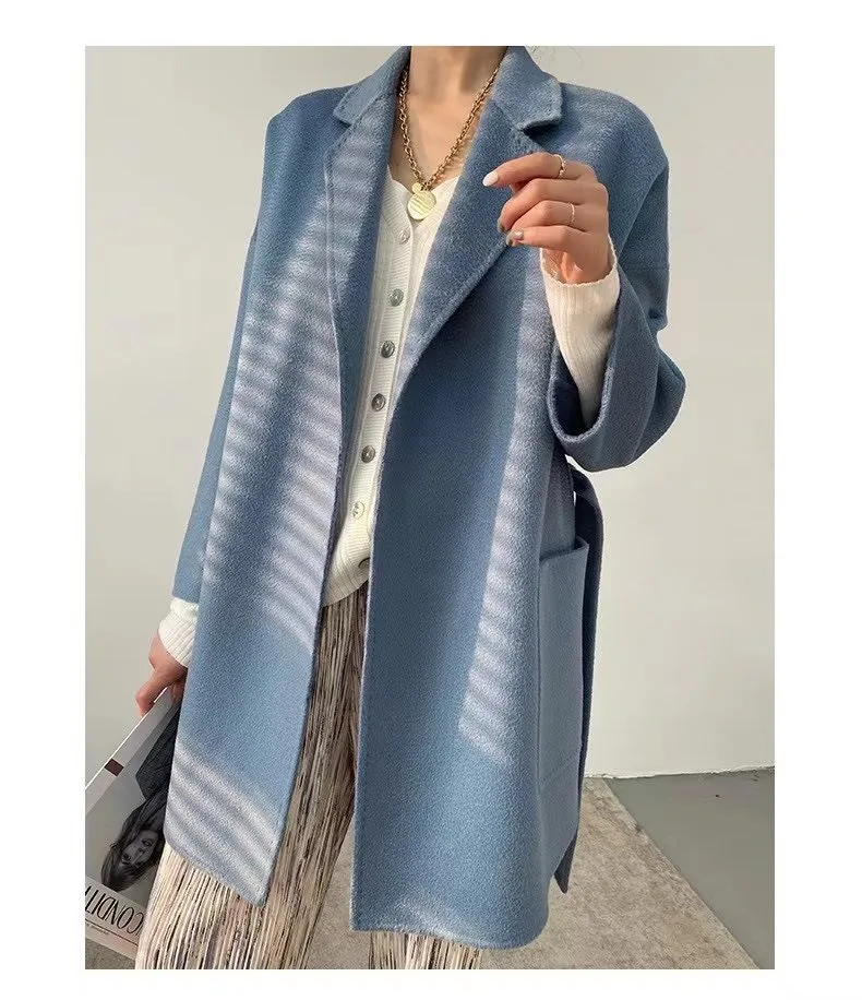 NONE 2024 Winter Casual Einstellbare Taille Wolle Mantel Frauen Wasser Wellen Woolen Mantel Jacken weibliche Neue Herbst Kamel Mantel Pendeln 3