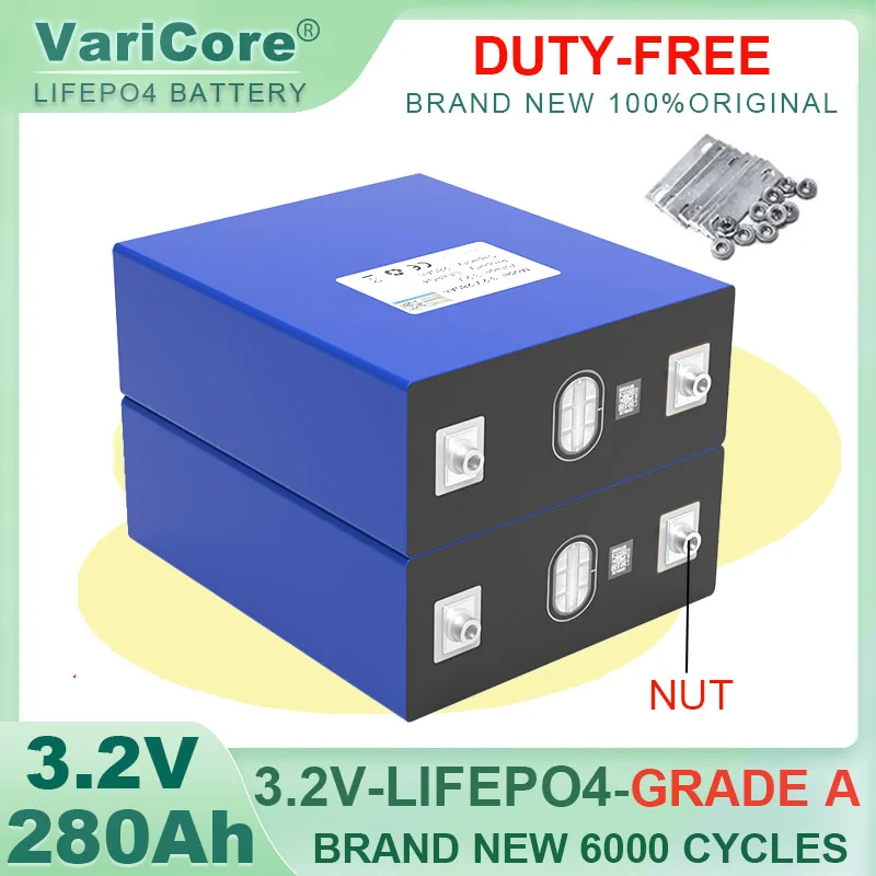 Grade A 3.2V 280Ah lifepo4 battery for 12V 24v inverter Electric Car RV Solar Energy storage system Batteries Duty-free Original