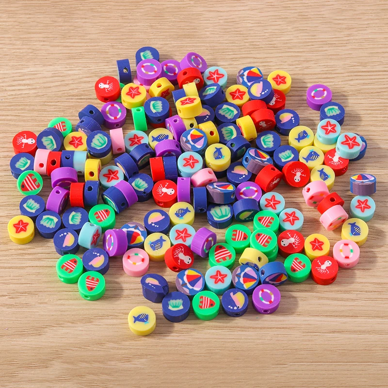 Tusember 100 Stück bunte, bunte, böses Auge-förmige Ton-Abstandshalter-Perlen für DIY-Armbänder, Halsketten und Schmuckherstellung – Detail 14