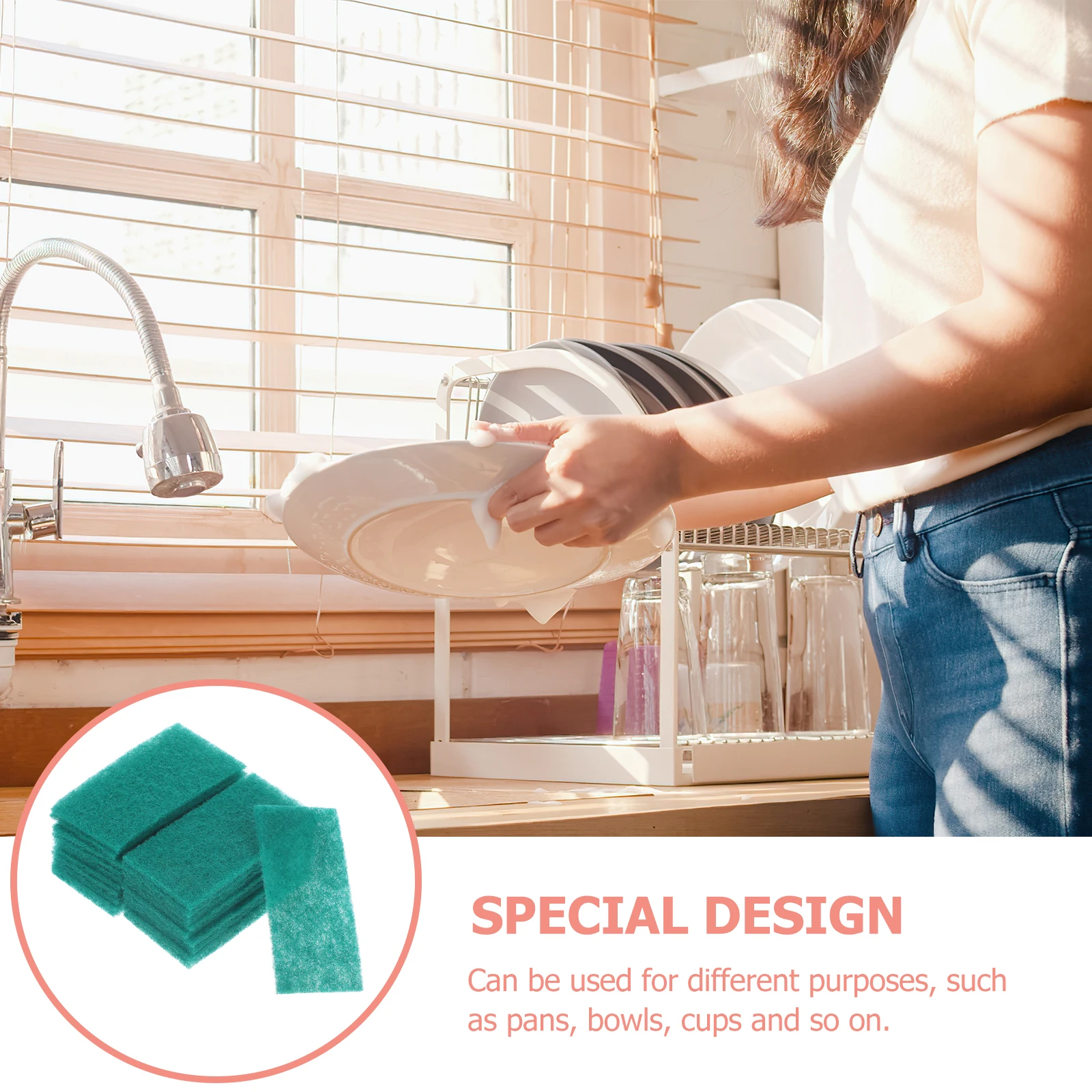 

20pcs Reusable Scrub Sponge Kitchen Cleaning Tool Multi-Function Dish Washing Pad Compact Household Sponge Wok Scrubber Safe