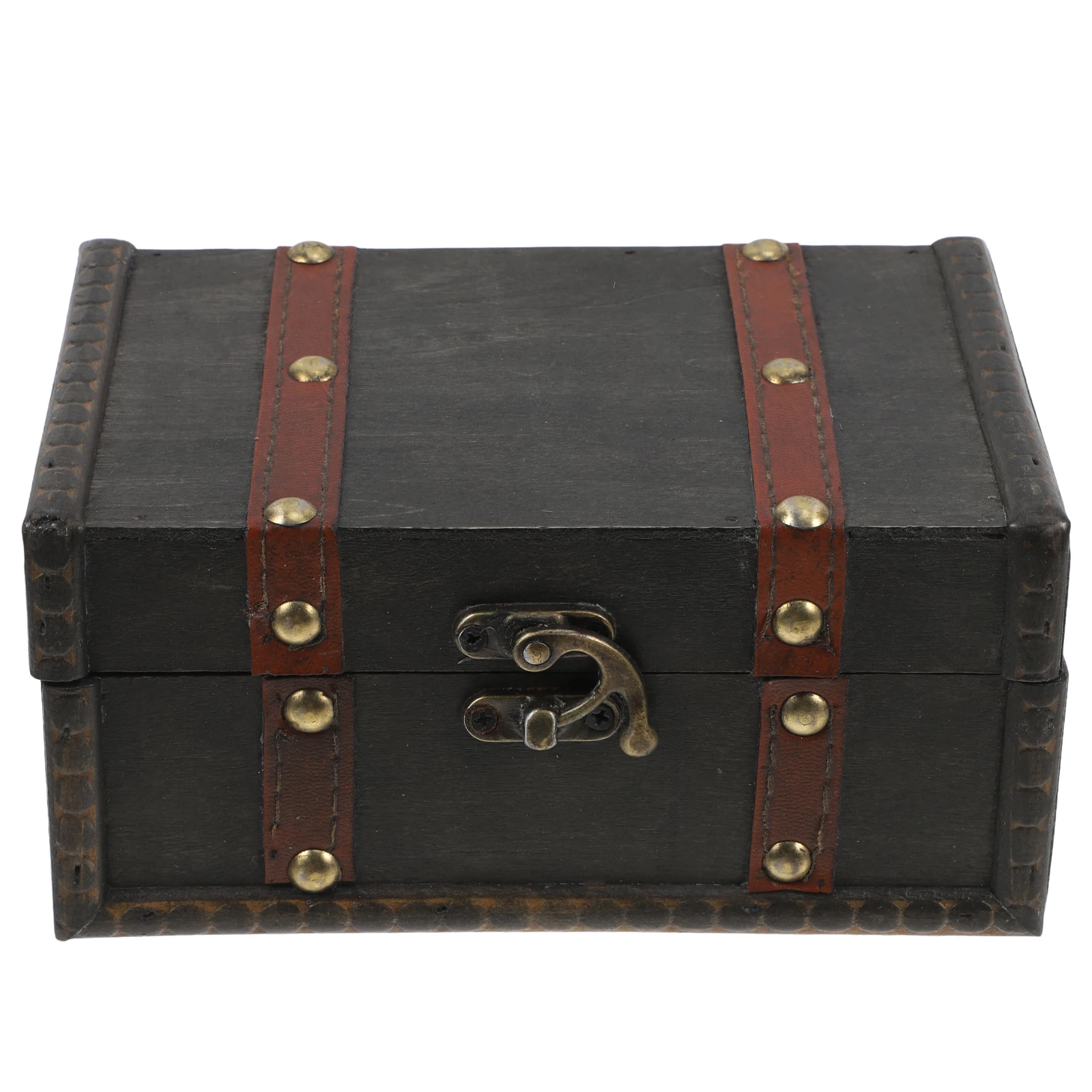 

Vintage Wooden Storage Box Decorative Chest Lock Room Jewelry Small Treasure Rustic Trinket ganizer
