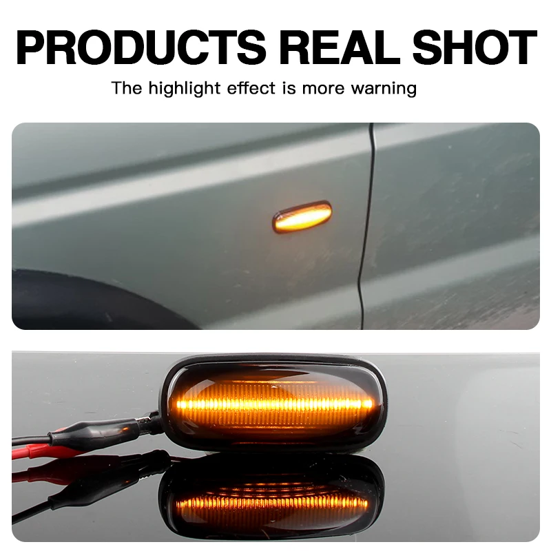 2Pcs For Land Rover Defender Freelander Discovery 2 Smoked Lens LED Side Marker Lamp Dynamic Amber Turn Signal Light No Errors