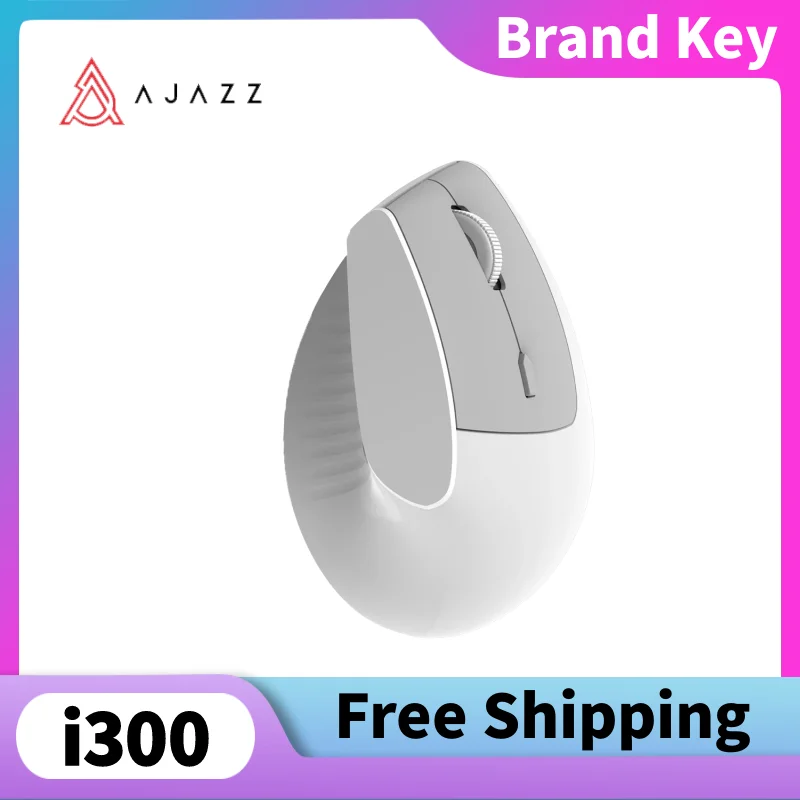 

Двухрежимная беспроводная вертикальная офисная мышь AJAZZ I300 1600 точек на дюйм 57 ° Эргономичный дизайн, бесшумная и легкая игровая мышь в подарок