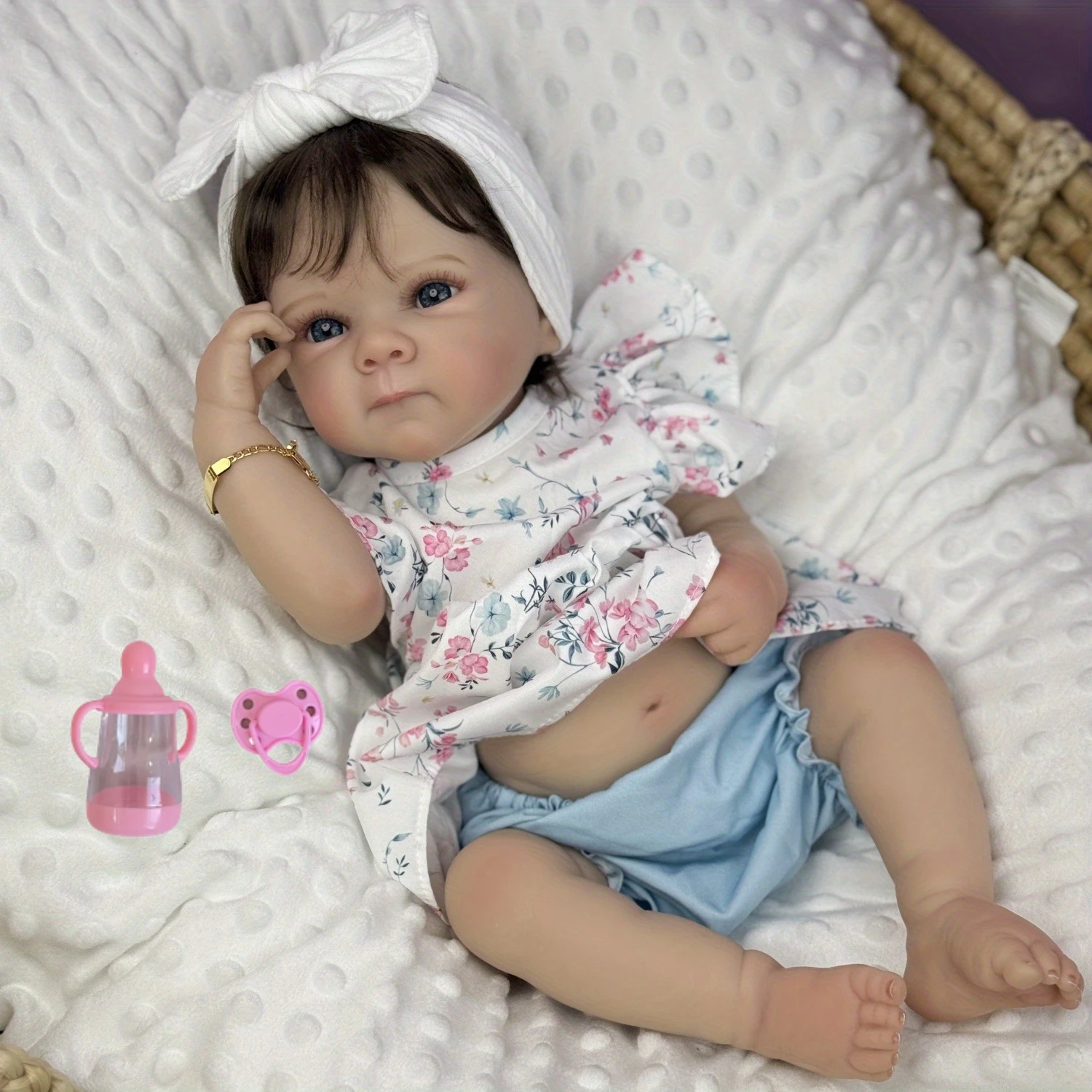 

BZDOLL 48cm 19in Full Vinyl Reborn Doll, Handmade Newborn, Lovely Birthday Gift & Collectible Humanoid Toy