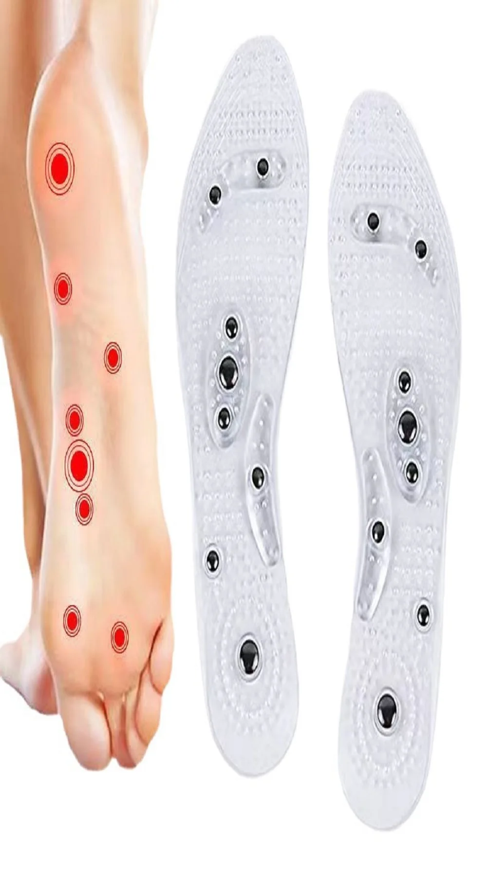1 Pairs Transparent Magnetic Massage Insole Breathable Anti-Slip Plantar Acupoint Massage Shoe Insoles For Man Woman Health