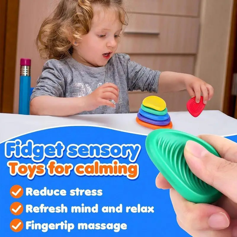 Sensory Stone For Kids Textured Soft Silicone Sensory Stone No Noise Relaxing Toy For Home Work Area Park School And Outdoors