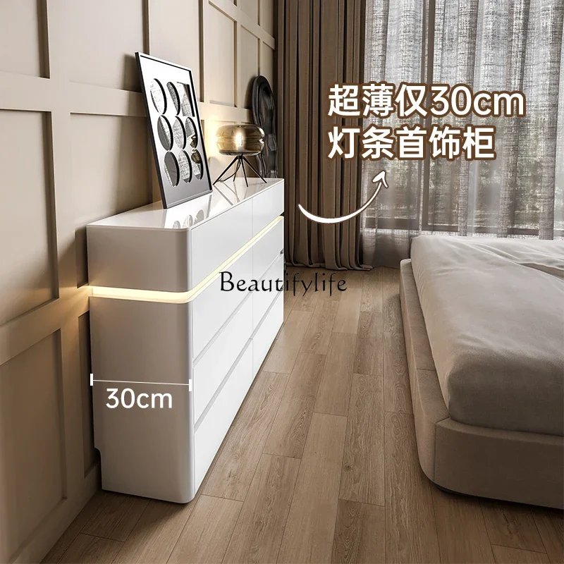 Bedroom ultra-thin bedside storage cabinet Modern simple wall narrow TV storage eight-bucket cabinet