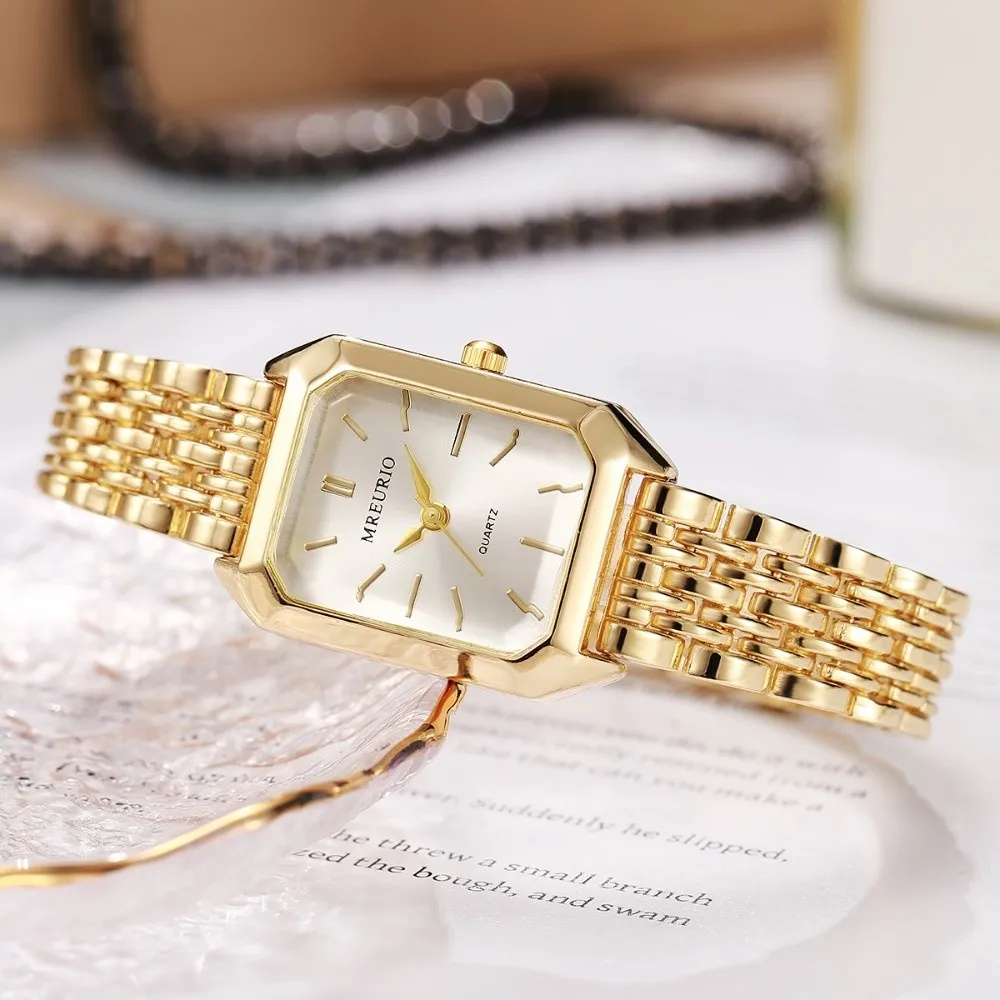 Hot Stainless Steel Quartz Watches Quartz Folding buckle Women Wristwatch Square Luxury Gift Strap Watch Women