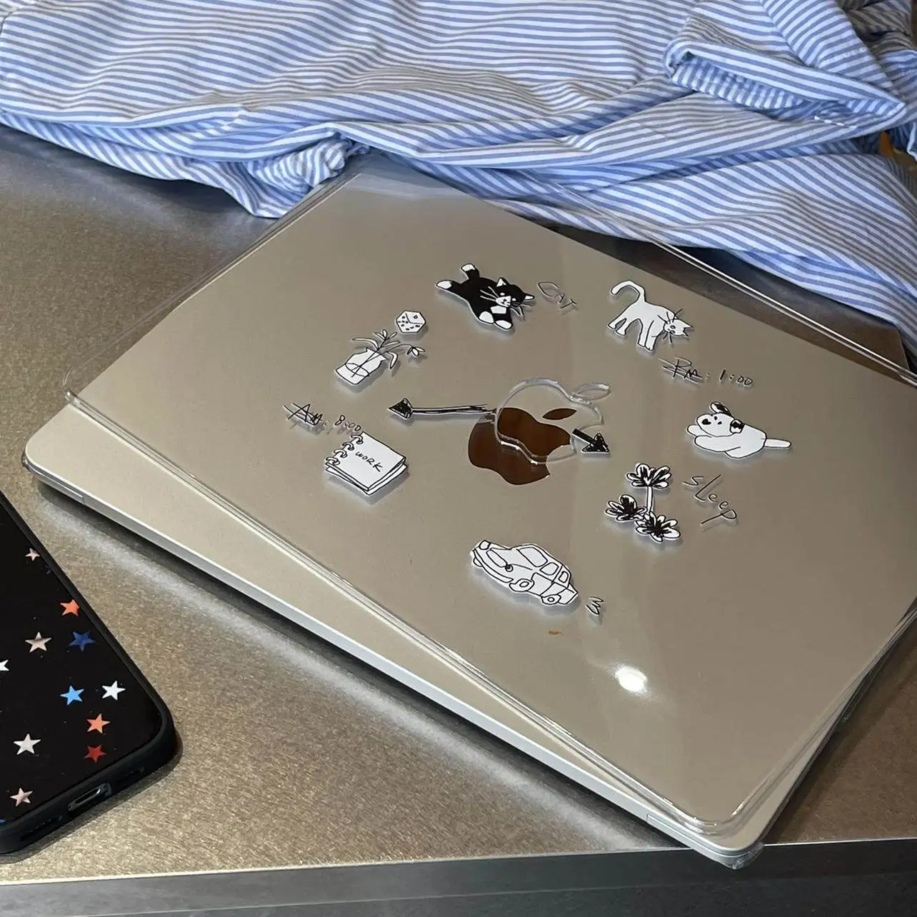 Cat Kitten Dog Puppy Clock Crystal Laptop Case For Macbook Air13.6 M4 NEO 15 M3 Hard Cover For Mac Book Pro 13 M1 M2 14 M4 M5 16 view 3