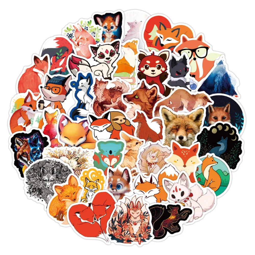 10/30/50PCS Cartoon Animal Fox Sticker For Skateboard Suitcase Notebook Guitar Laptop For Kid Classic Decals Graffiti Sticker