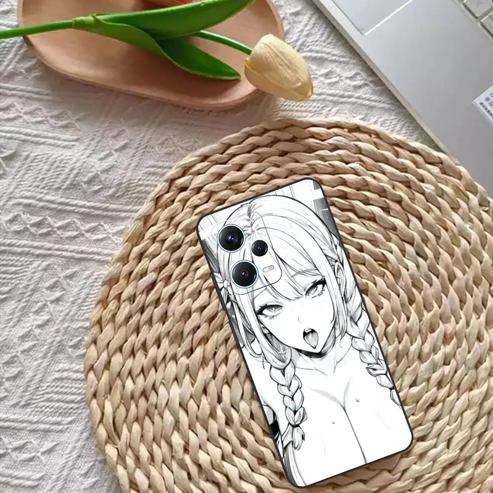 Sexy Anime Girls Big Boobs Phone Case For Redmi Note 13 Pro Plus 12 11 A3X A1 A2 13C 12C Black Cover