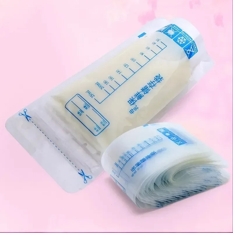 250ml Breastmilk Storage Bag with Self Standing Baby Food Storage Containers No Leak Milk Freezer Bags Safe Feed No Odor 30pcs