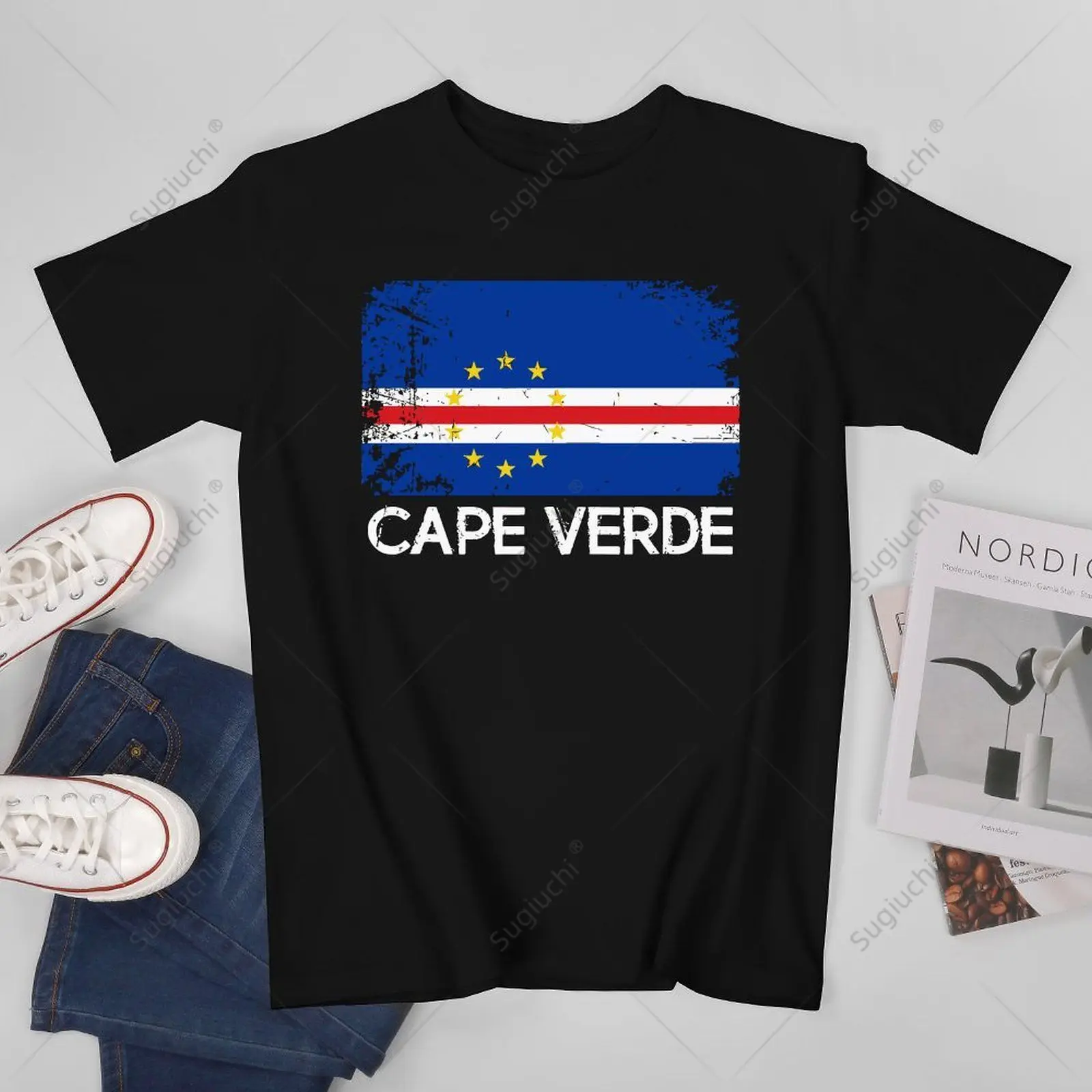 Unisex Men Cabo Verde Flag Vintage Made In Cape Verde Tshirt Tees T Shirts Women Boys 100% Cotton T-Shirt