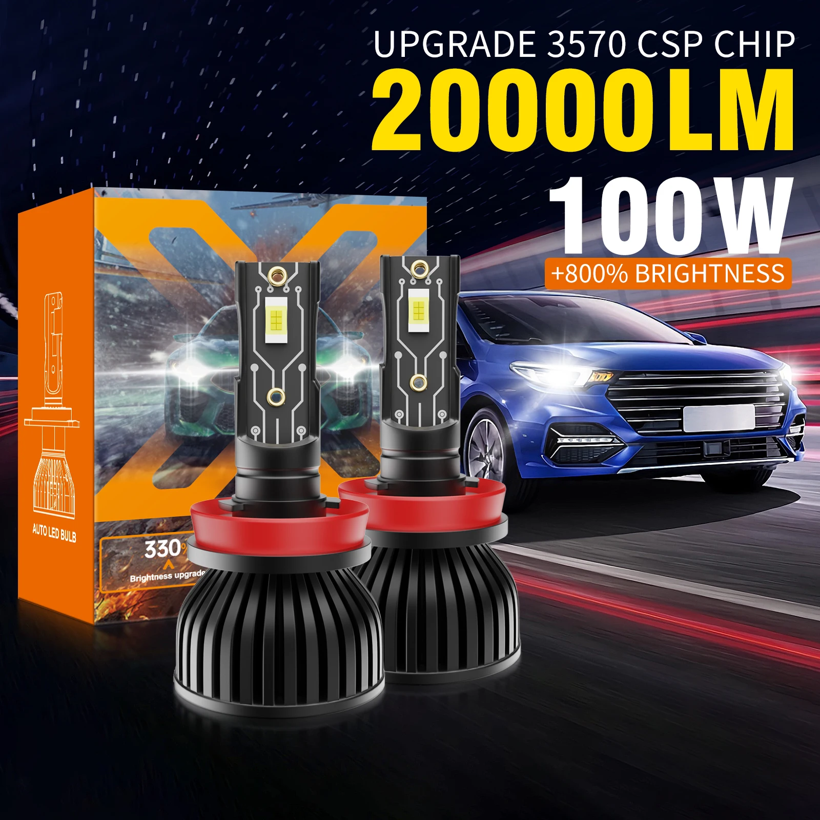 

GICOO High Power Canbus No Error Led H11 H7 H1 H3 H4 Led Car Light Bulbs Led Headlight 100W For Car 6000k