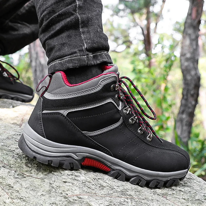 Fashion Brand Suede Men's Hiking Boots Outdoor Work Boots Men Climbing Shoes Comfortable Lace-Up Male Travel Trekking Footwear