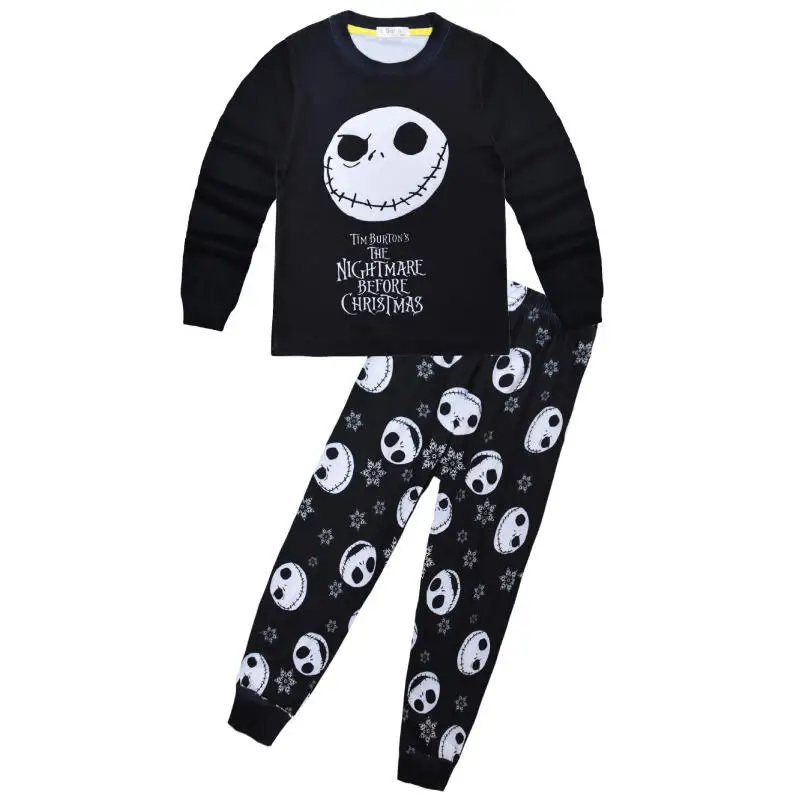 The Nightmare Before Christmas Jack Cartoon Comfort Loungewear Pajamas for Kid Halloween Black White Skull Print Cosplay Costume