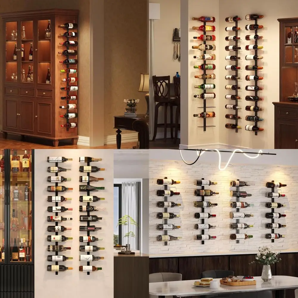 

24 Bottles Wall Mounted Wine Rack, Detachable Wall Hanging Bottle Holder, Use as One or our, DIY Display, Storage Racks or Wine,