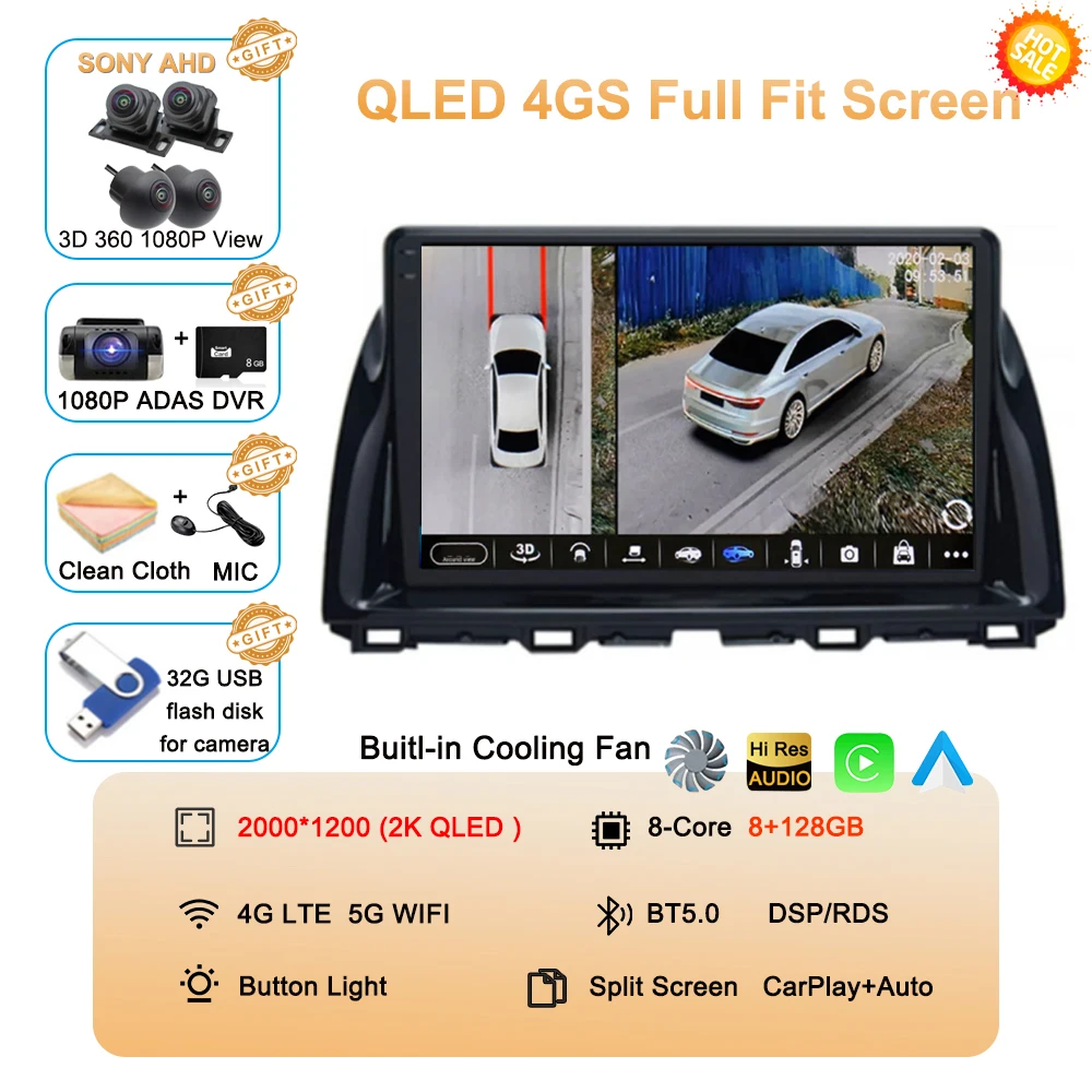 Android 16 Auto autoradio voor Mazda CX5 CX-5 CX 5 2012 - 2015 Multimedia Videospeler Navigatie stereo GPS Carplay 360 Camera