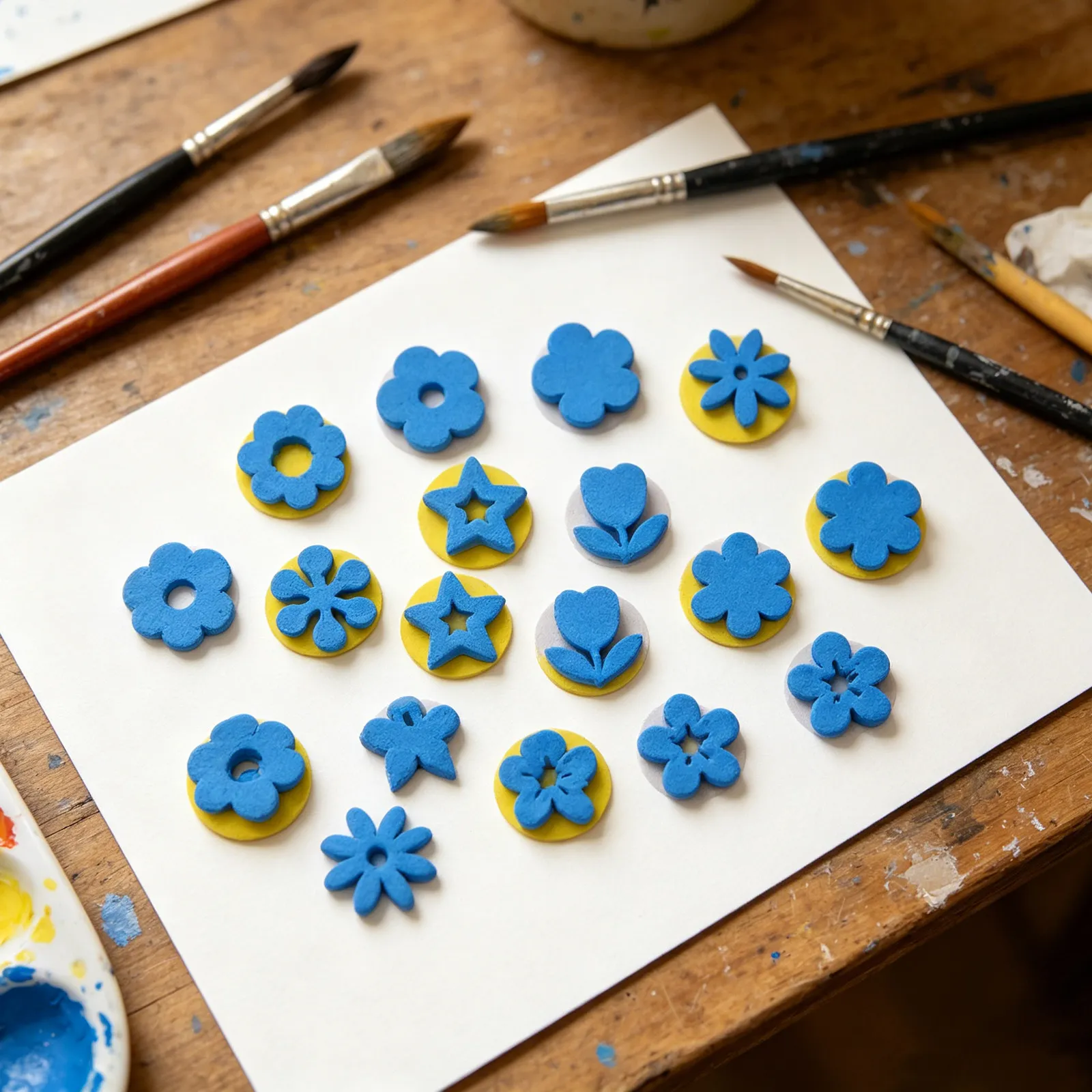 1Set Sponge Paint Stampers Ergonomic Grip Flower Foam Stamper for DIY Craft Ink Pads Drawing Decorative Projects