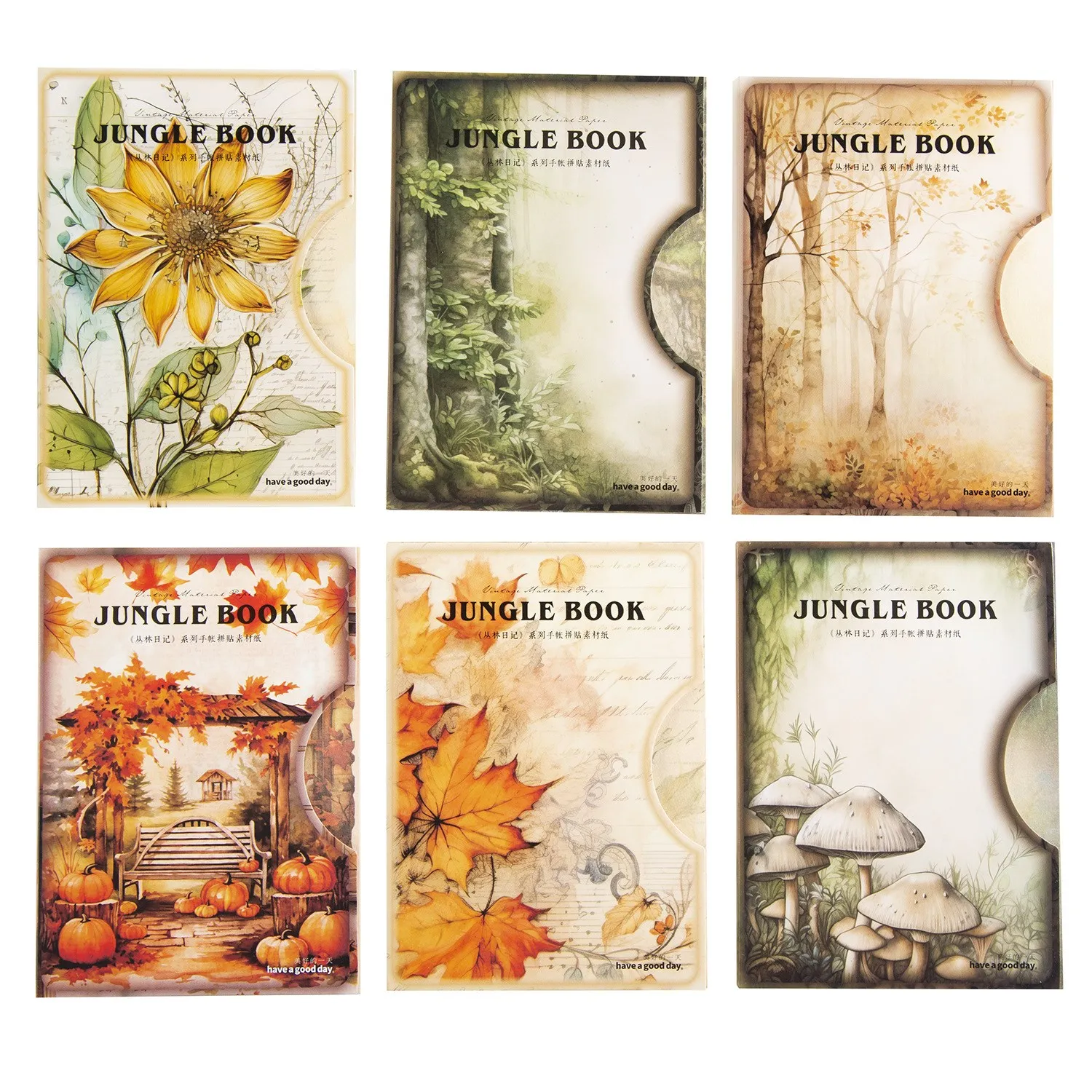 Álbum de recortes Vintage con temática de bosque de otoño, suministros de diario, Kit de papel artesanal decorativo estético, 30 hojas por paquete