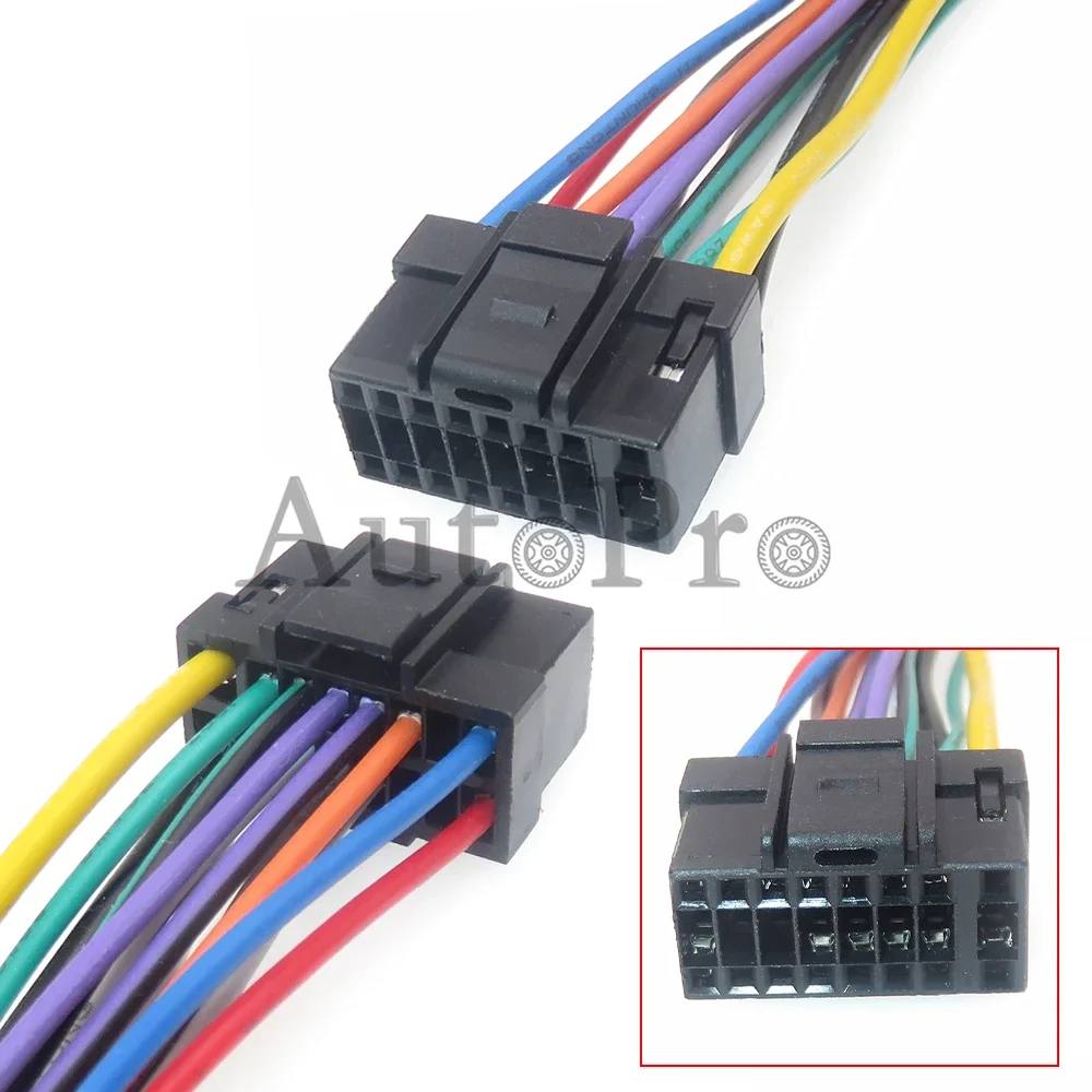 1 Juego de Adaptadores ISO de 16 Orificios para Radio Estéreo de Auto, Conector de Cable de Audio Universal para Alpine JVC, CD/DVD