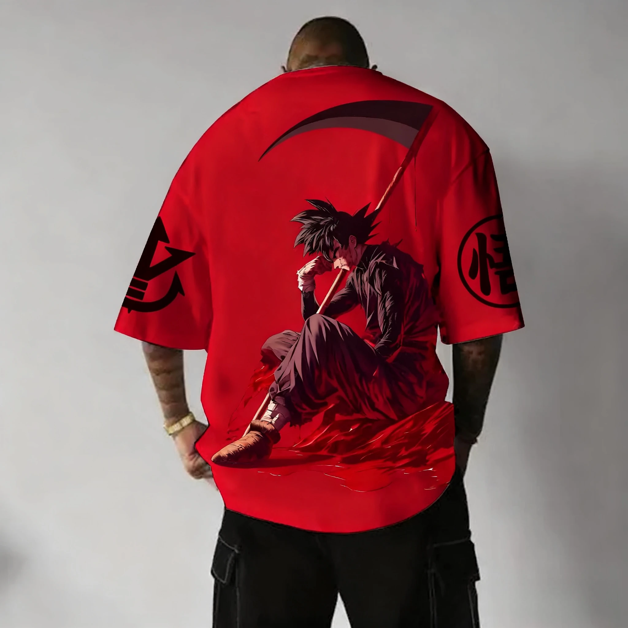 Dragon Ball Animation Wukong Bedrukt Katoen Korte mouwen Los Sportief Heren en Dames Modieus Zomer T-shirt met ronde hals