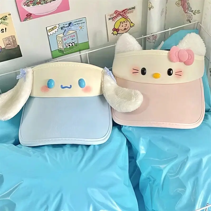 Cinnamoroll anime kawaii miniso ins moda protetor solar boné bonito dos desenhos animados olá kitty vazio boné bonito cabeça de beisebol decoração